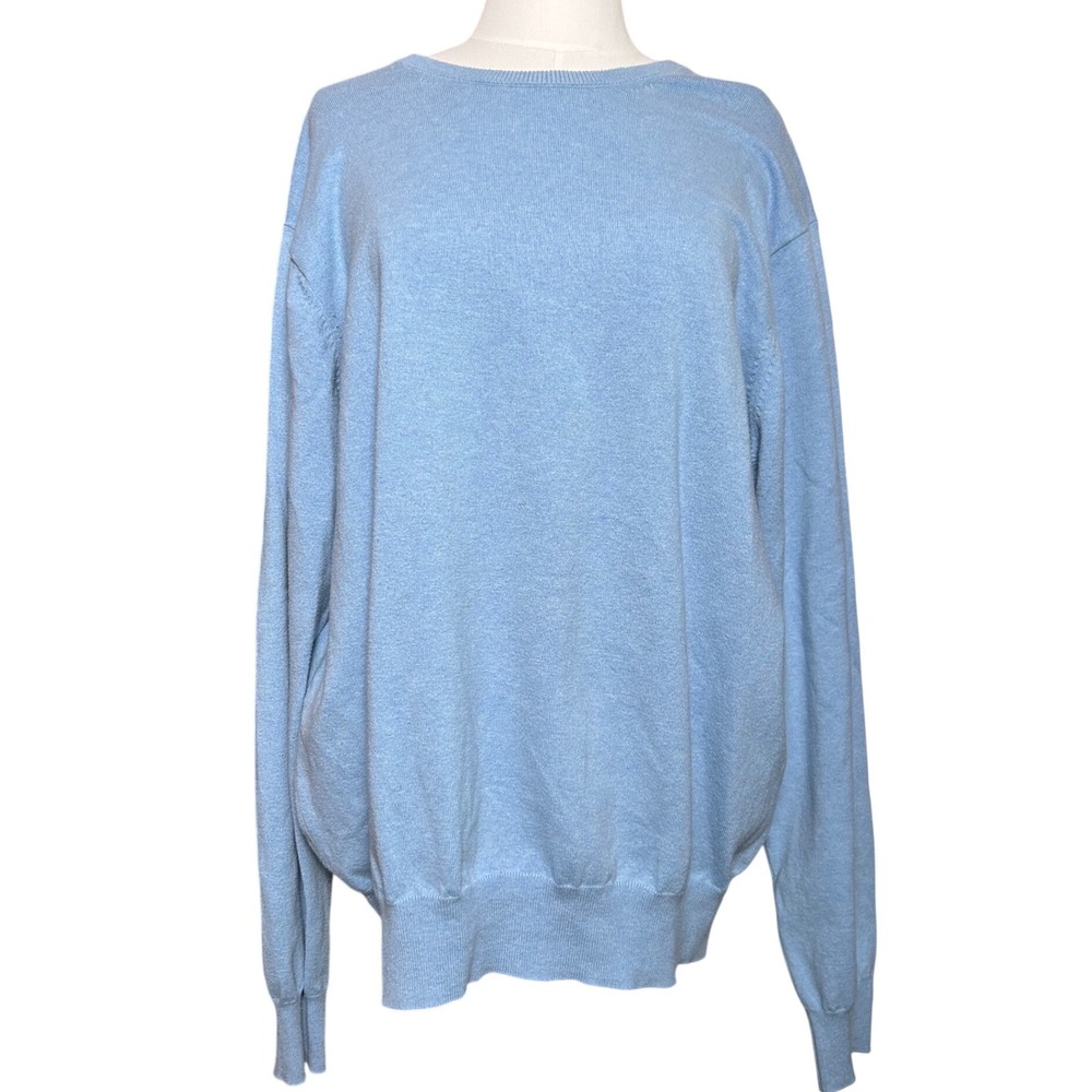 Peter Millar Mens XL Light Blue Pima Cotton Silk Cashmere Crewneck Sweater